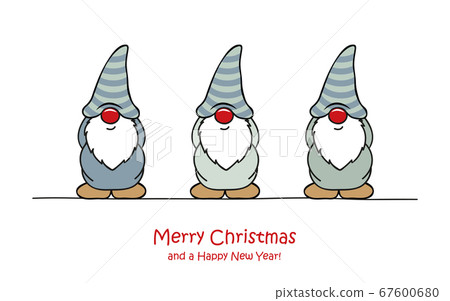 merry christmas greeting card with cute funny dwarf 67600680