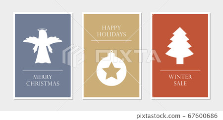 set of christmas greeting cards with angel star and tree 67600686