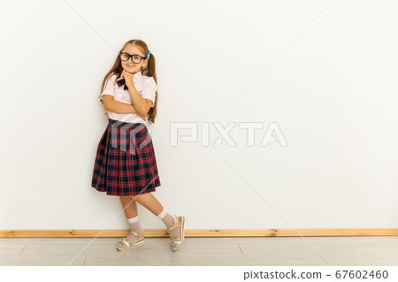 Full body size length of girl over white Full body size length of girl over white 67602460