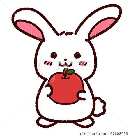 Cute rabbit character holding an apple 67602618