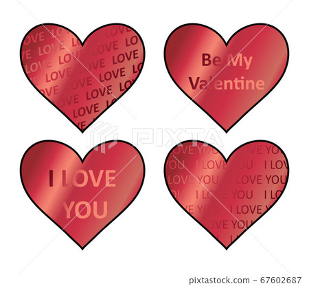 Heart holograms sticker set. Vector element, sign, icon, symbol for st Valentine s day. Red hearts stickers 67602687