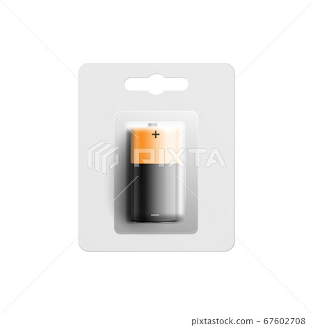 Square battery in blank package template realistic vector illustration isolated. 67602708