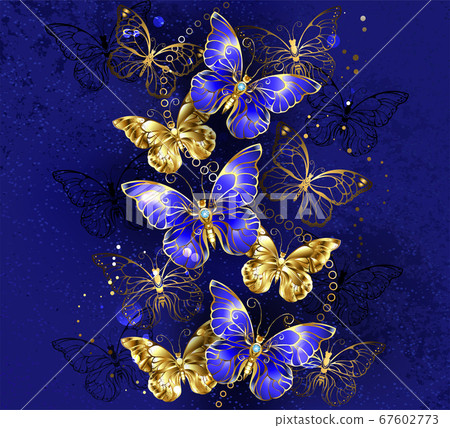 Composition with sapphire butterflies Composition with sapphire butterflies 67602773