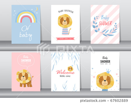 Set of baby shower invitations cards,poster,greeting,template,animal,Vector illustrations 67602889