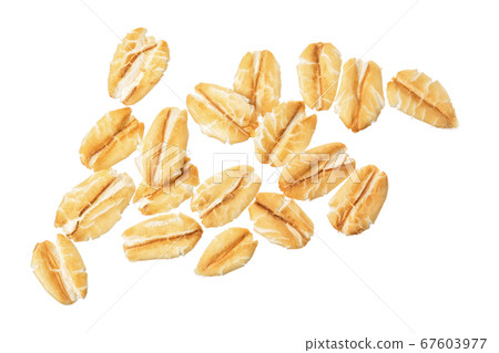 oat flakes isolated on white background. Top view 67603977