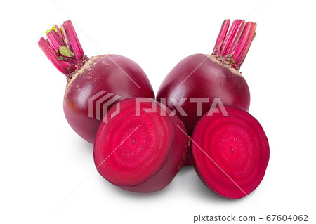 beetroot with half and slice isolated on white background with clipping path and full depth of field beetroot with half and slice isolated on white background with clipping path and full depth of field 67604062