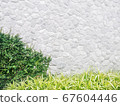 Gray brickwall background with green leaf 67604446