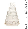 Five tire white wedding cake isolated on white 67604457