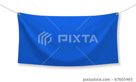 Blue fabric banner with folds 67605465