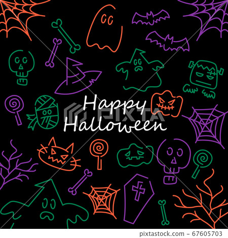 Simple neon style halloween illustration Simple neon style halloween illustration 67605703