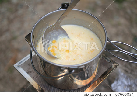 Corn potage soup made by mountaineering 67606854
