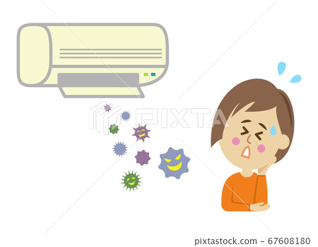 Illustration image of a woman worried about bikini from the air conditioner 67608180