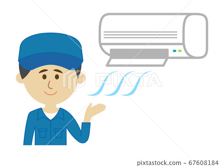 Illustration image of air conditioner and worker Illustration image of air conditioner and worker 67608184