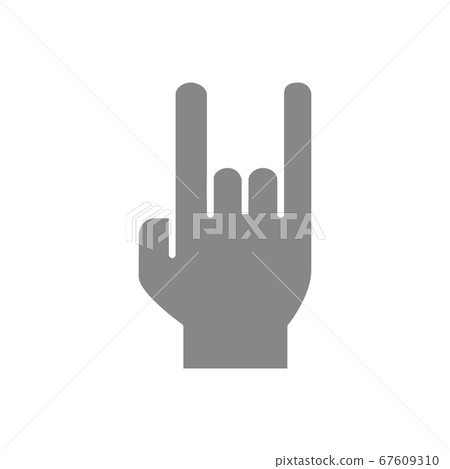 Goat gesture gray icon. Protection against evil, rock and heavy metal symbol Goat gesture gray icon. Protection against evil, rock and heavy metal symbol 67609310