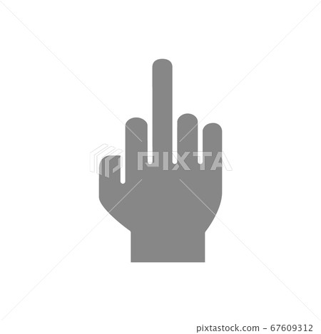Fuck gesture gray icon. Obscene, phallic symbol. 67609312