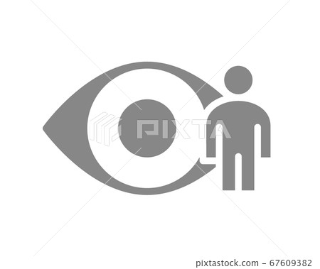 Human eye with man grey icon. Human visual system, healthy organ symbol Human eye with man grey icon. Human visual system, healthy organ symbol 67609382