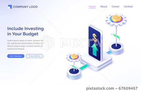 Financial budget planning isometric landing page 67609487