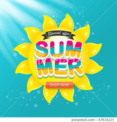 vector special offer summer label design template . Summer sale banner or badge with beautiful sun and calligraphic text on azure background with sun lights vector special offer summer label design template . Summer sale banner or badge with beautiful sun and calligraphic text on azure background with sun lights 67610225