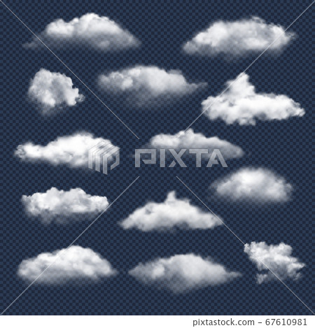 Clouds realistic. Nature sky weather symbols rain or snow cloud vector collection 67610981