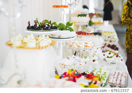 Buffet with a variety of delicious sweets, food ideas, celebration Buffet with a variety of delicious sweets, food ideas, celebration 67611557