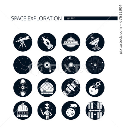 Space exploration - modern vector set of icons - Stock Illustration ...