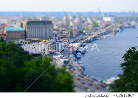 Summer panorama of the city with miniature effect  67612964