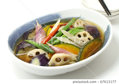 Deep fried vegetables, summer fried vegetables, large oval 67613177