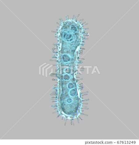 Alphabet made of virus isolated on gray background. Capital letter I. 3d rendering. Covid font 67613249
