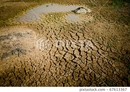 Cracked land and dried pond background, Drought 67613367