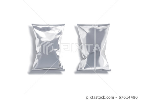 Blank silver foil big chips pack mockup, top view Blank silver foil big chips pack mockup, top view 67614480