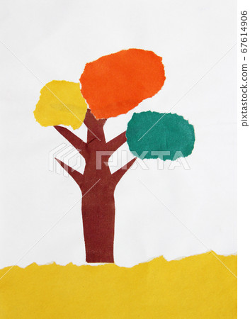 Paper odd job tree with multicolored branches on Paper odd job tree with multicolored branches on 67614906