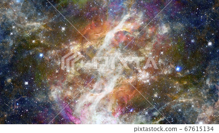 Hubble views galaxy and nebula. Elements of this 67615134