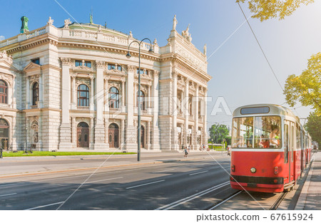 Wiener Burgtheater with traditional tram, Vienna, Austria Wiener Burgtheater with traditional tram, Vienna, Austria 67615924