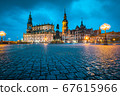 Dresden city center with dramatic sky at twilight, Saxony, Germany 67615966