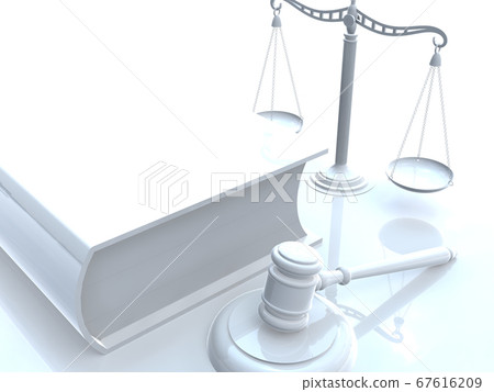 白色司法圖像驚堂木平衡六法全書3DCG插圖 白色司法圖像驚堂木平衡六法全書3DCG插圖 67616209