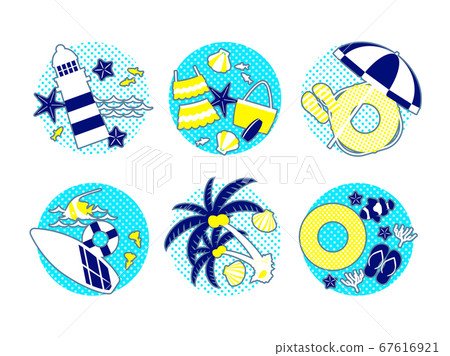 Set of summer sea image illustrations - Stock Illustration [67616921 ...