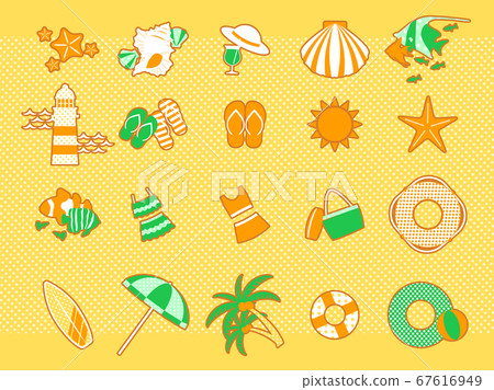 Set of summer sea image illustrations - Stock Illustration [67616949 ...