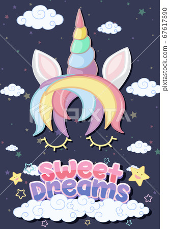 Cute unicorn banner on pastel background color Cute unicorn banner on pastel background color 67617890