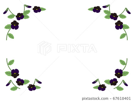 Flower illustration blue-black violet frame ② Flower illustration blue-black violet frame ② 67618401