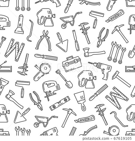 Repair tools thin line seamless pattern background Repair tools thin line seamless pattern background 67619105
