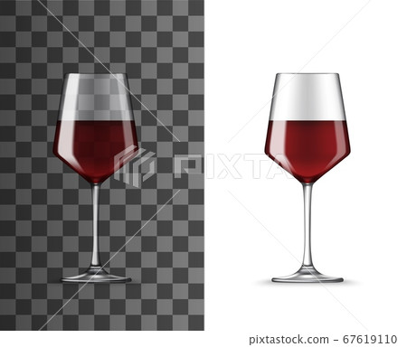 Red wine glass realistic vector mockup 67619110