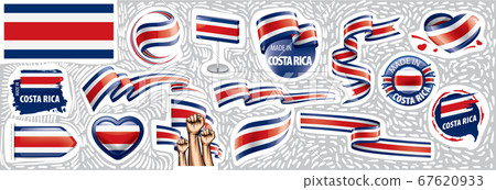 Vector set of the national flag of Costa Rica in various creative designs 67620933