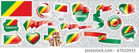 Vector set of the national flag of Congo in various creative designs 67620935