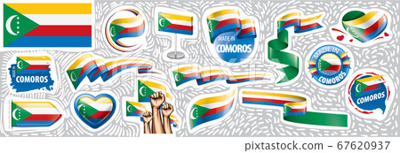 Vector set of the national flag of Comoros in various creative designs 67620937