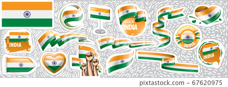 Vector set of the national flag of India in various creative designs Vector set of the national flag of India in various creative designs 67620975