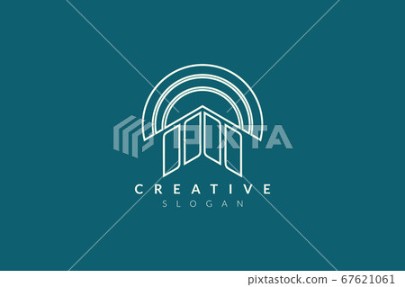 Logo design of the building with a round roof. Logo design of the building with a round roof. 67621061