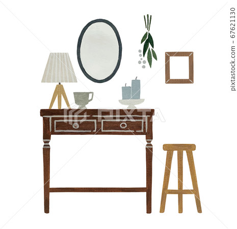 Interior watercolor painting with console table 67621130
