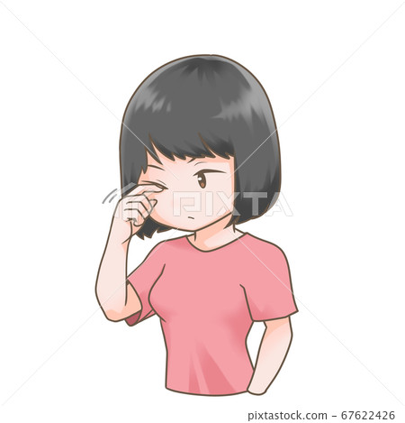 一個女人撓她的眼睛的插圖 一個女人撓她的眼睛的插圖 67622426
