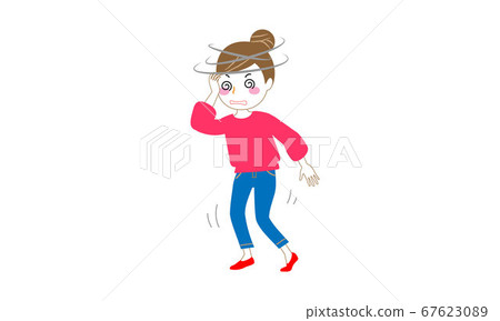 A woman whose head is dizzy and shaky A woman whose head is dizzy and shaky 67623089