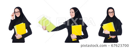 Arab woman student isolated on white Arab woman student isolated on white 67623700